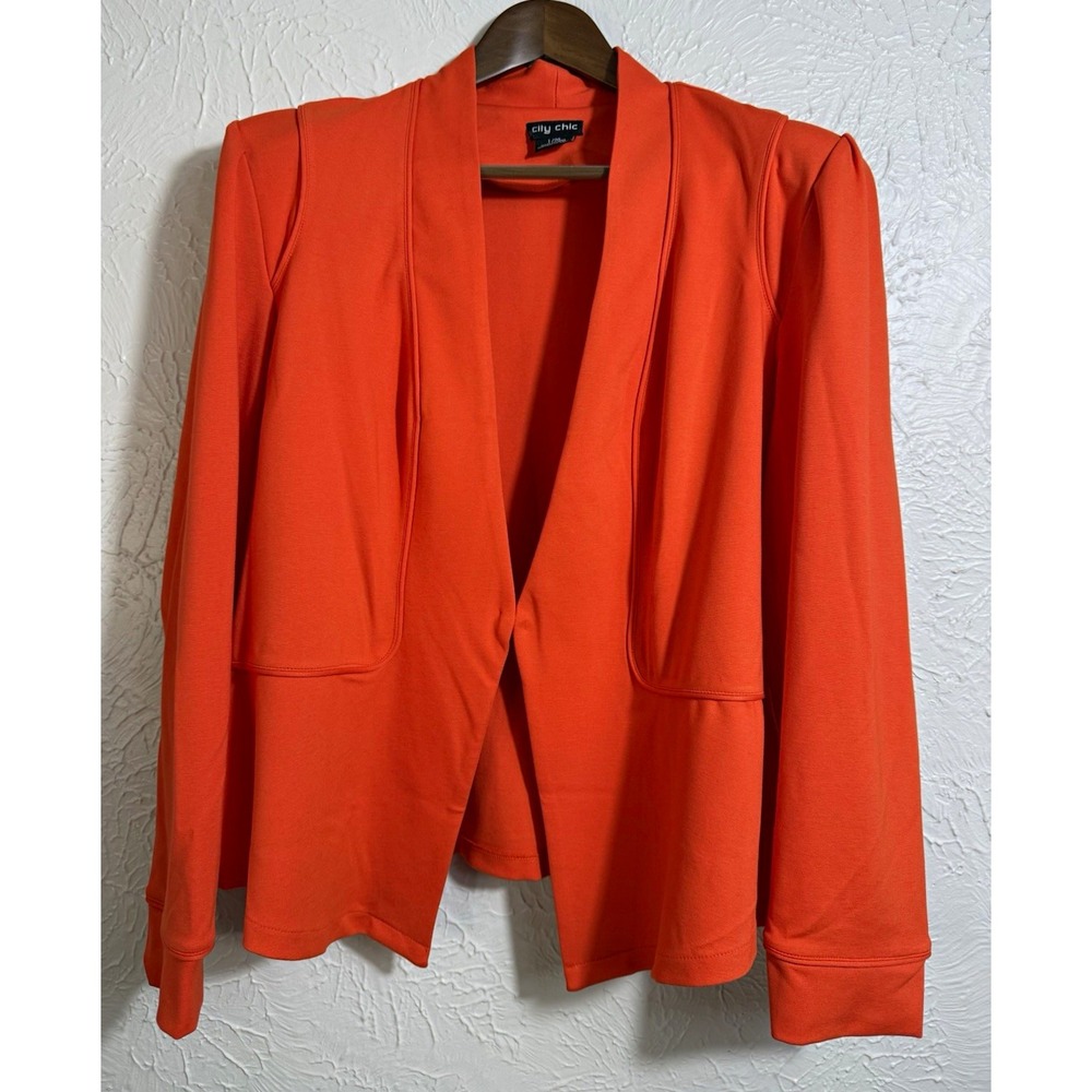 City Chic Piping Praise Jacket Ginger Orange L 20 Plus Size Fall Halloween